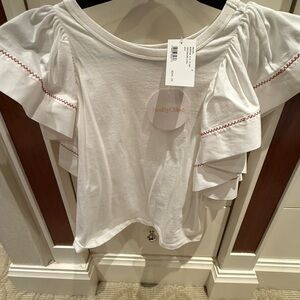 See By Chloe White Ruffle Sleeve Top nwt